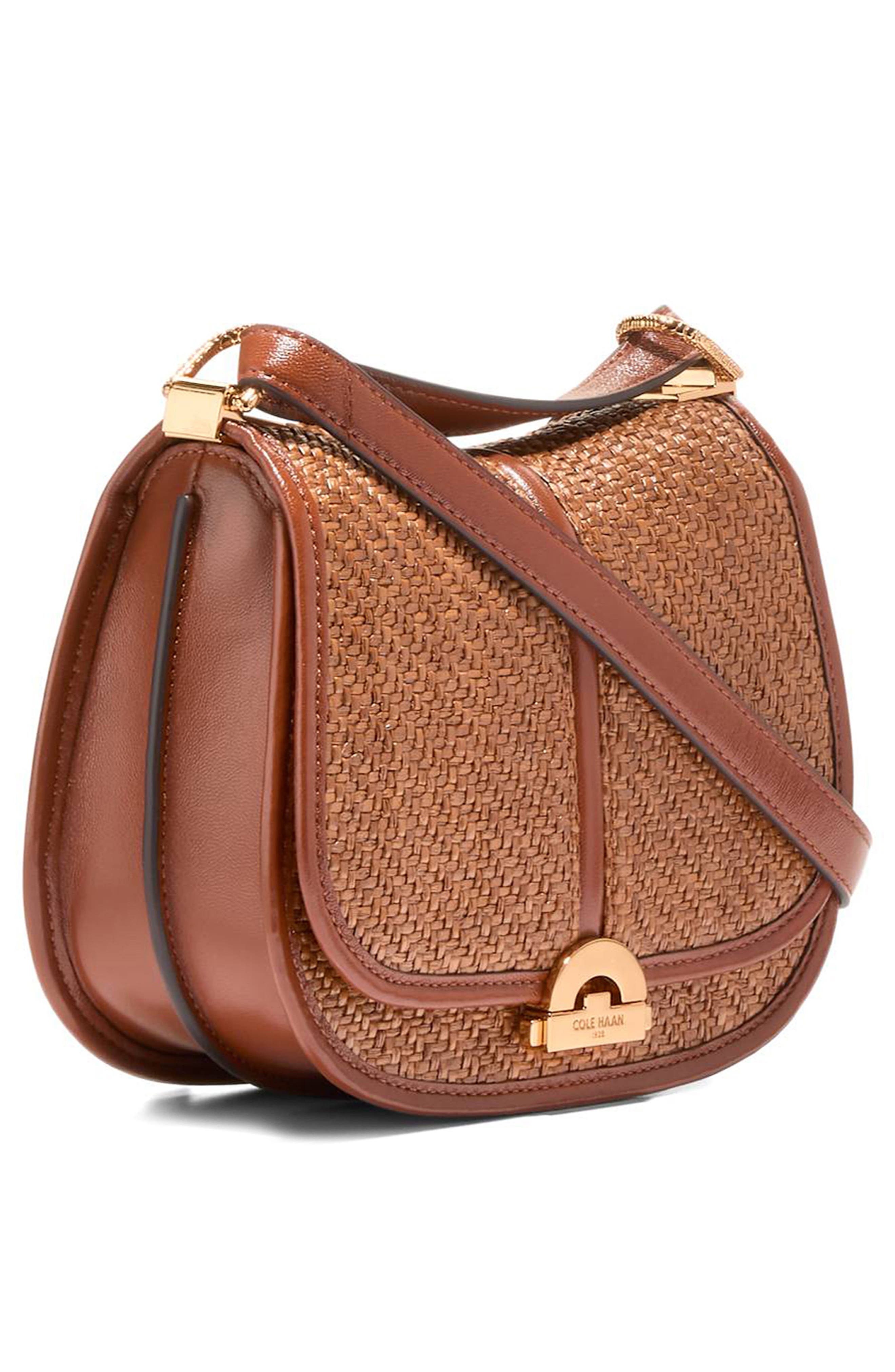 Cole Haan Celenea Woven Raffia Saddle Bag, Alternate, color, 