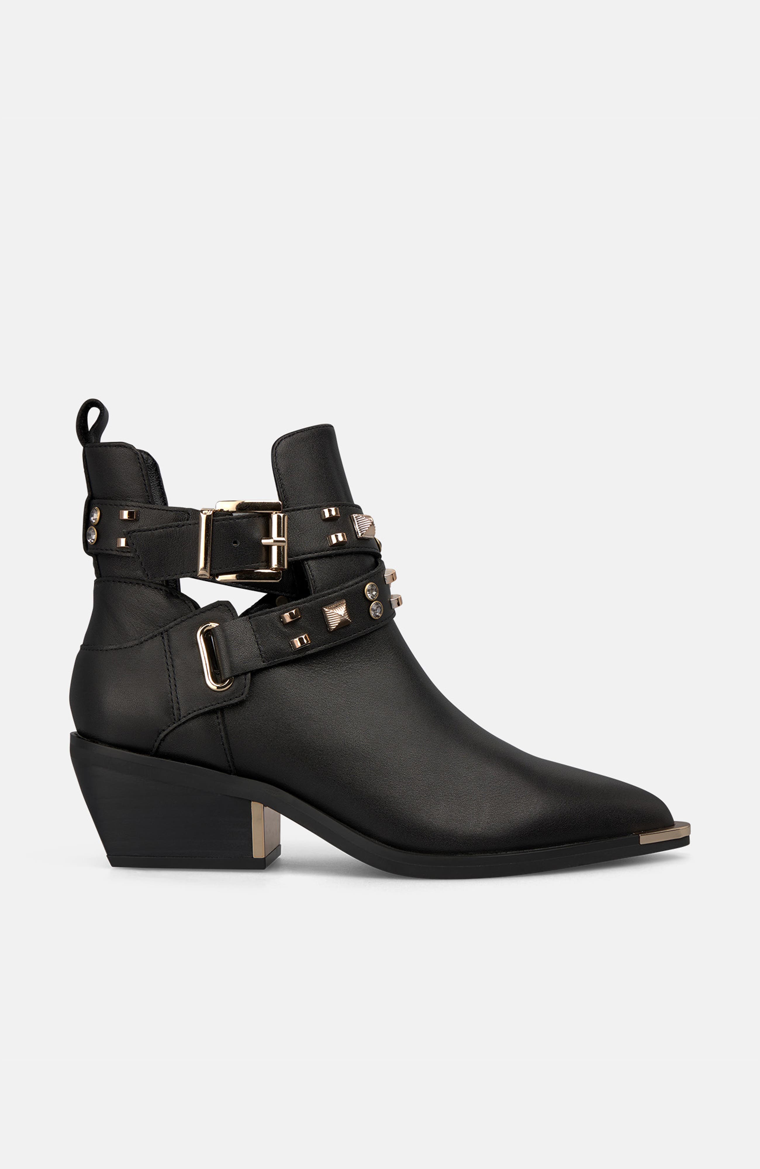 Flat Ankle Boot Slits, Alternate, color, Black