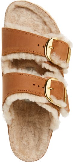 Arizona Big Buckle Genuine Shearling Lined Sandal