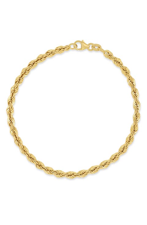 Men's 14K Gold Rope Chain Bracelet