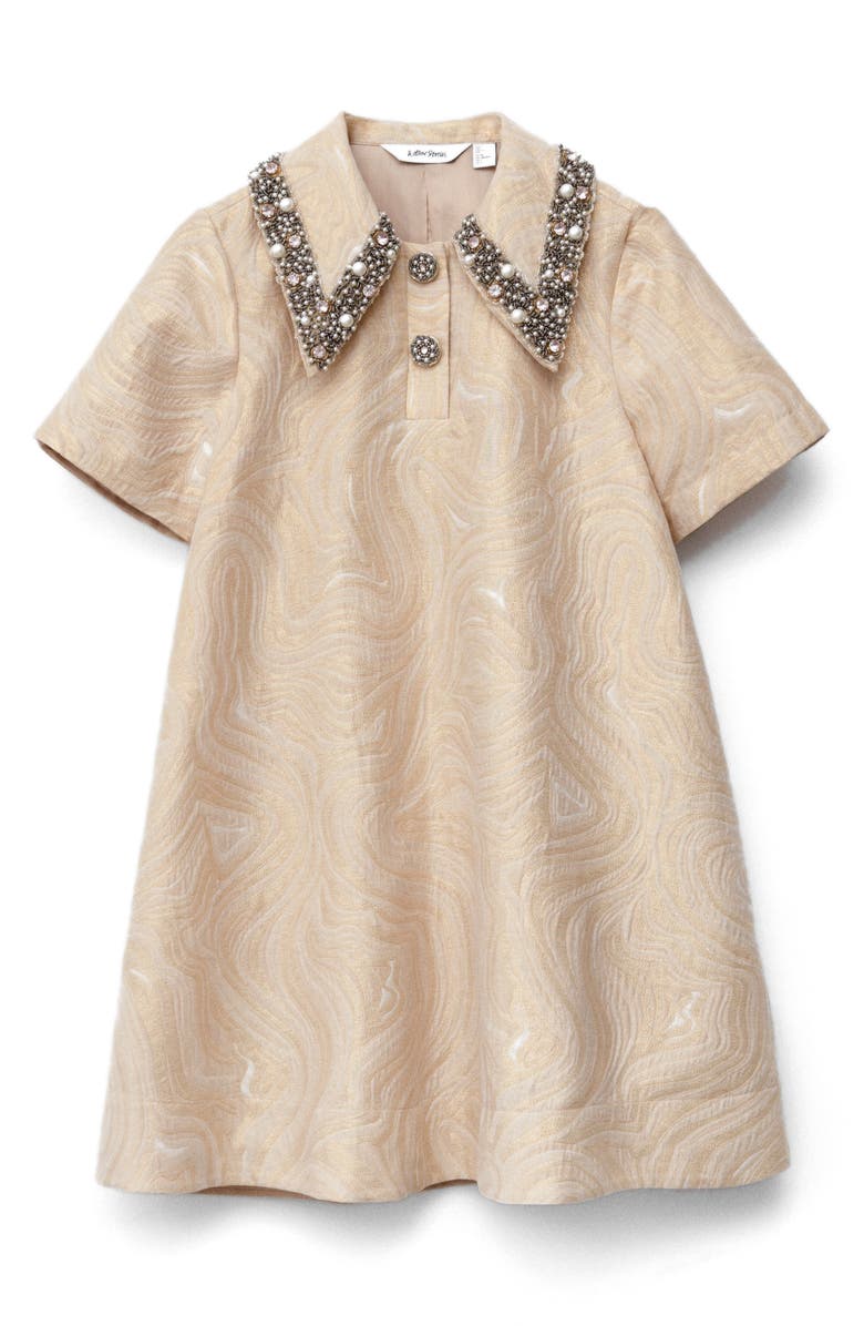 & Other Stories Faux Pearl & Rhinestone Detail Metallic Jacquard Minidress, Alternate, color, White Dusty Light