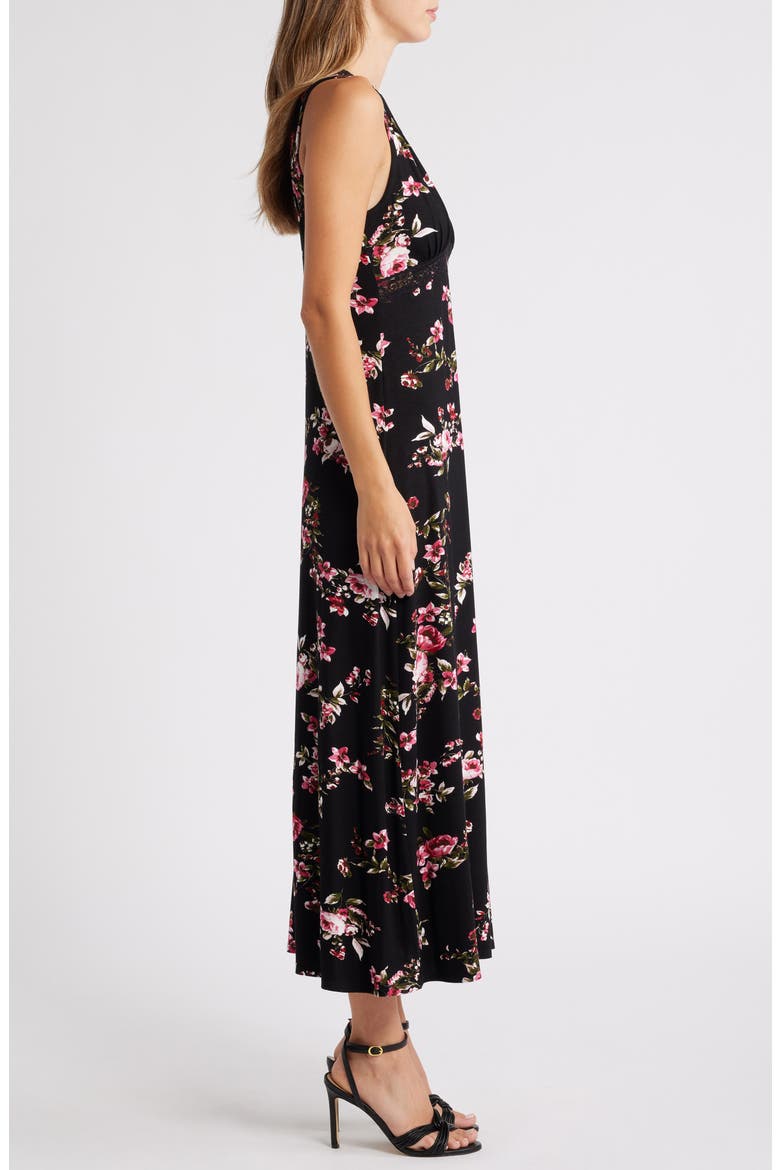 Lace Inset Sleeveless Dress, Alternate, color, BLACK ROSE