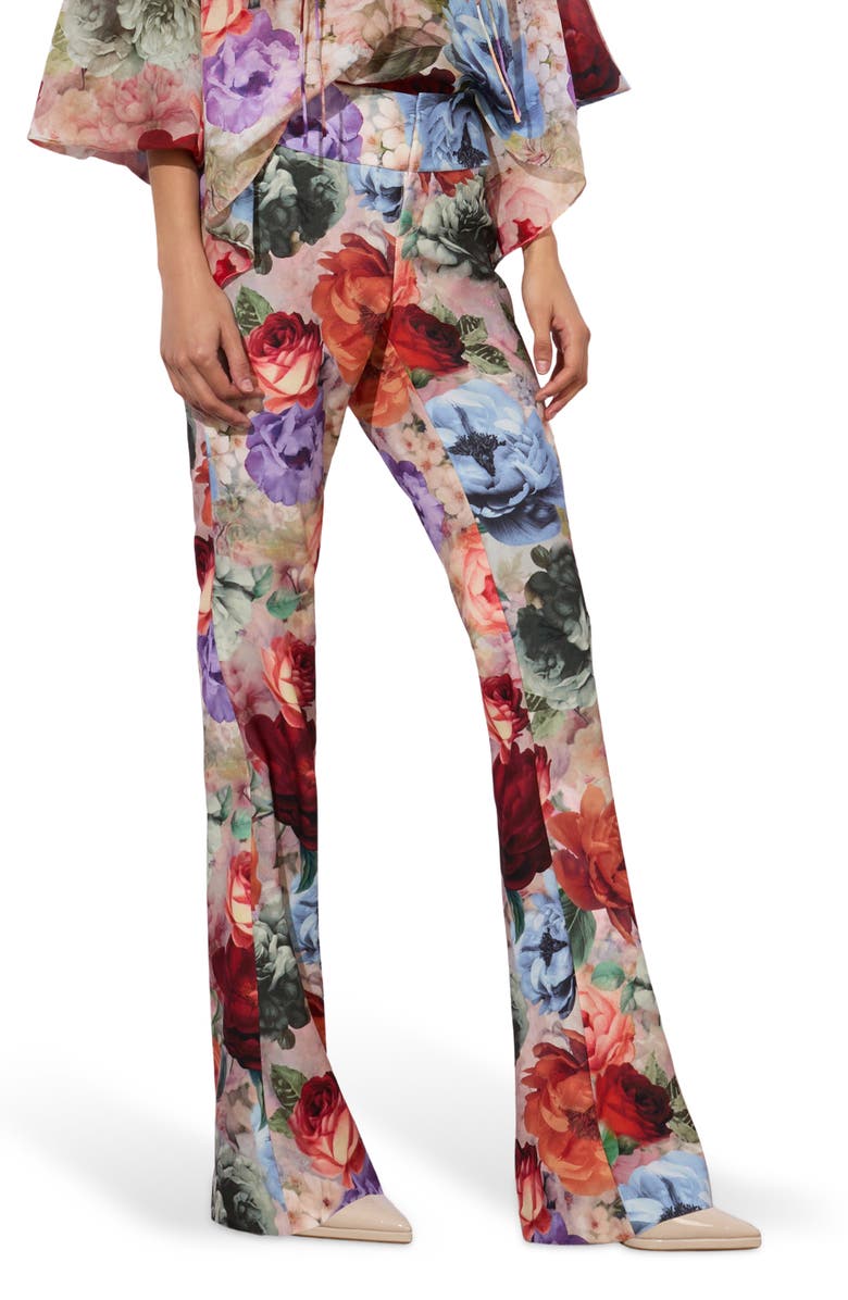 Alice + Olivia Olivia Floral Bootcut Crepe Pants, Alternate, color,