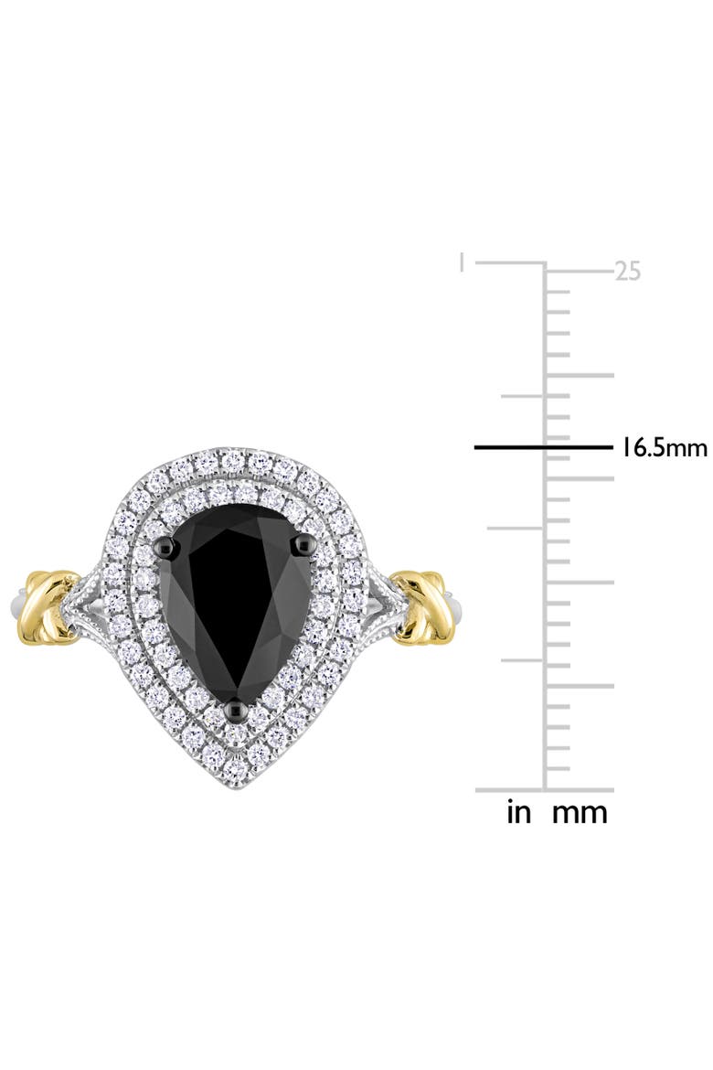 Black & White Diamond Pear Halo Ring 14k, Alternate, color, Black Diamond