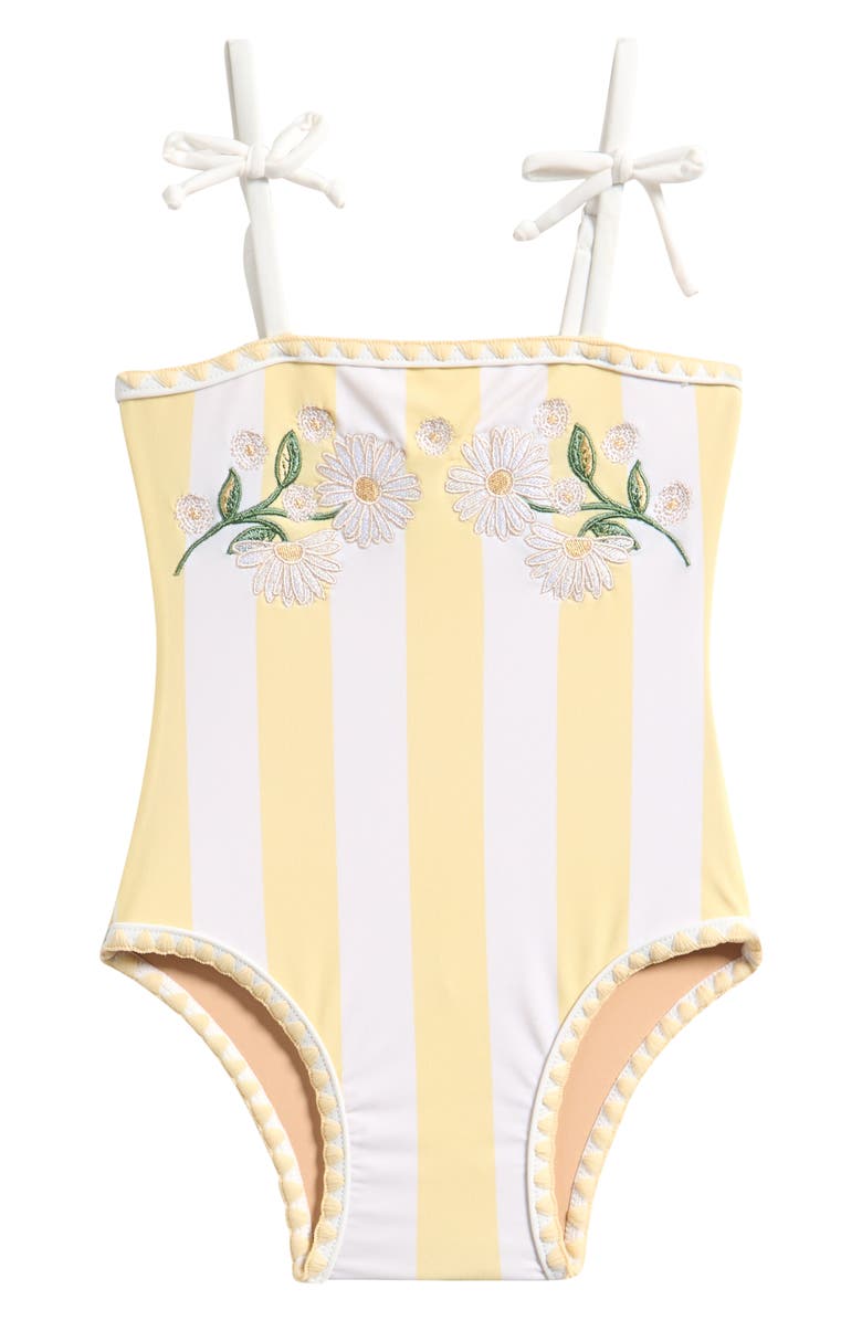 Shade Critters Kids' Embroidered Stripe One-Piece Swimsuit, Main, color, Yellow