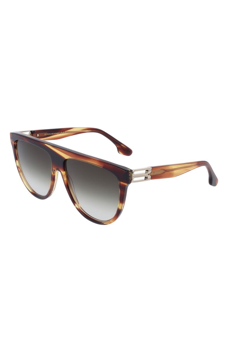 Victoria Beckham 58mm Aviator Sunglasses, Alternate, color, Striped Brown