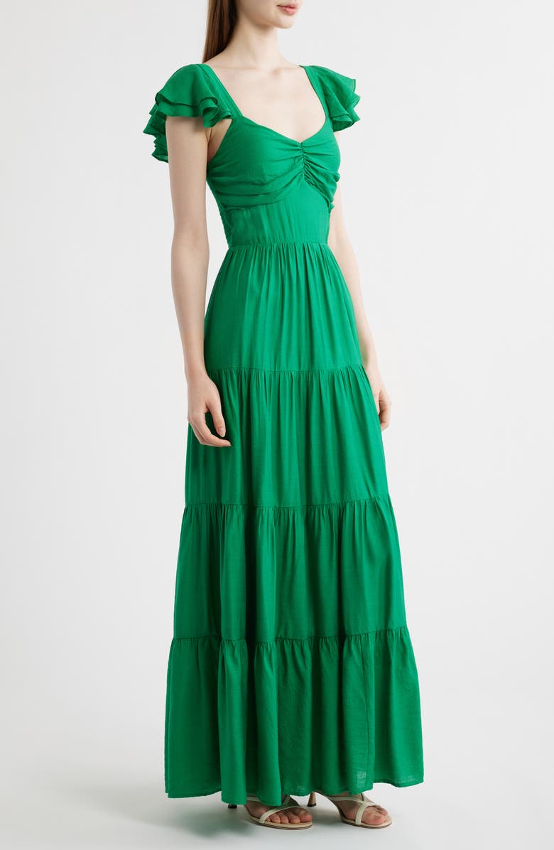 FLYING TOMATO Tiered Maxi Dress, Alternate, color, Green