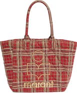 Isabel Marant Small Yenky Tartan Embroidered Logo Quilted Tote
