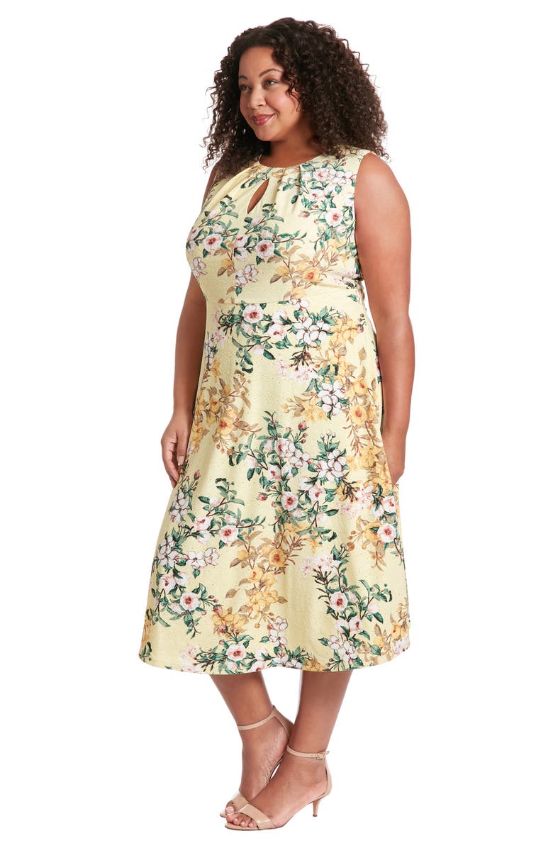 London Times Keyhole Sleeveless Fit & Flare Midi Dress, Alternate, color, 
