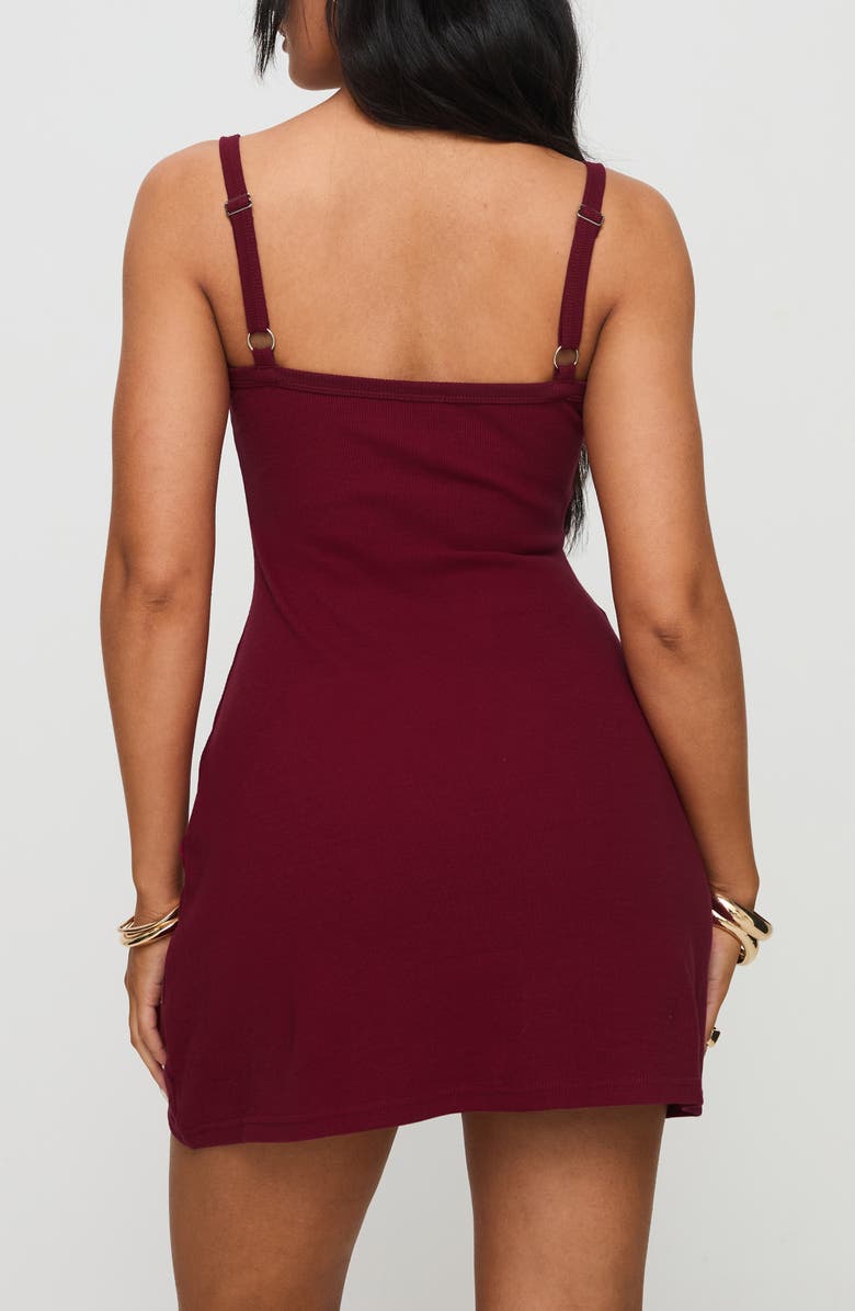 Princess Polly Rib Recycled Stretch Cotton Minidress, Alternate, color, Red