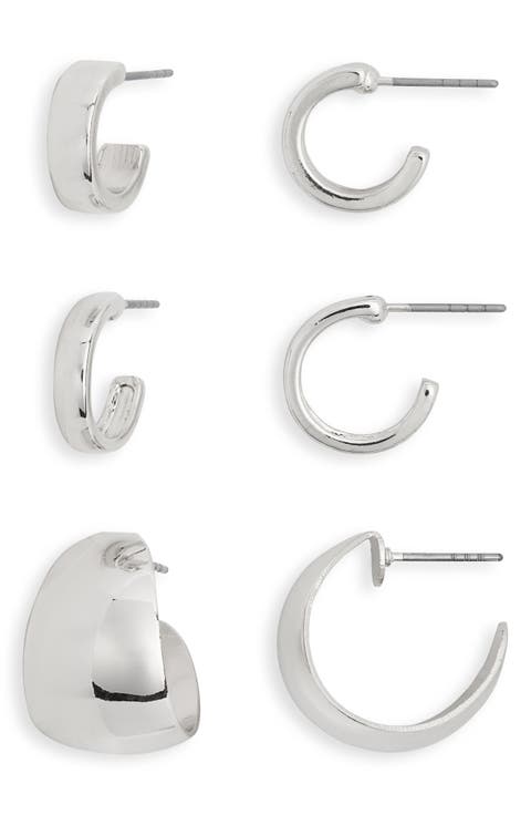 Set of 3 Assorted Huggie Hoop Earrings