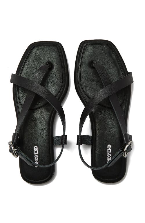 Lands' End Essential Strappy Flat Sandals In Black