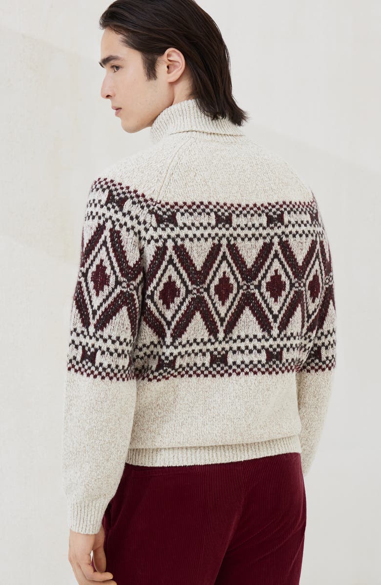 Brunello Cucinelli Jacquard turtleneck sweater, Alternate, color, Ecru