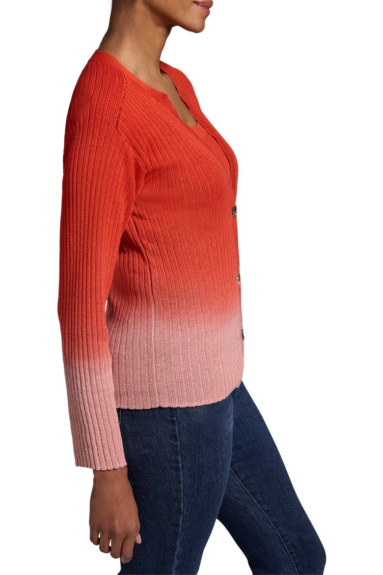 Ombrè Rib Cardigan, Alternate, color, PINK MULTI