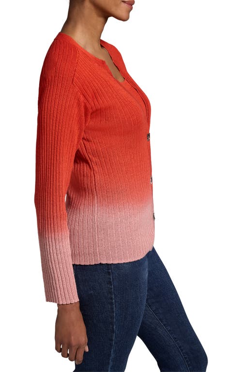 Nic + Zoe Nic+zoe Ombre Ribbed Cardigan In Pink Multi