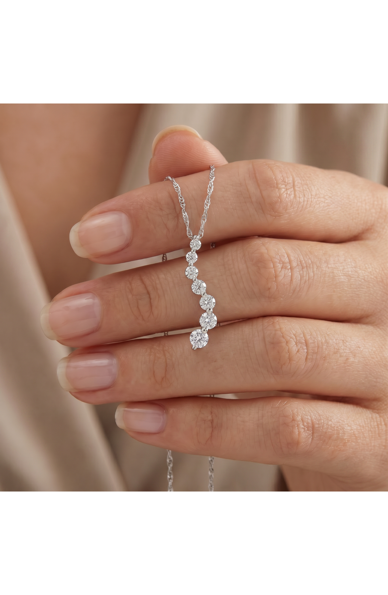 Bliss Diamond 1/2Ct Diamond Journey Pendant 18" Women's Necklace Lab Grown 3/4" Tall, Alternate, color, Silver