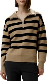 Lilysilk Collared Quarter-Zip Wool Sweater
