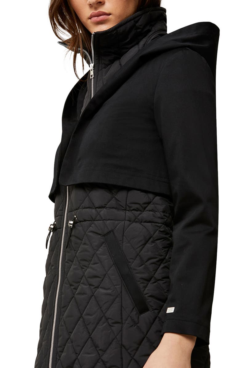 Soia & Kyo Enora Mix Water Repellent Quilted Raincoat, Alternate, color, 