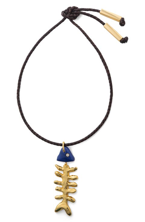 Bone Pendant Leather Necklace
