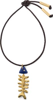 Éliou Bone Pendant Leather Necklace