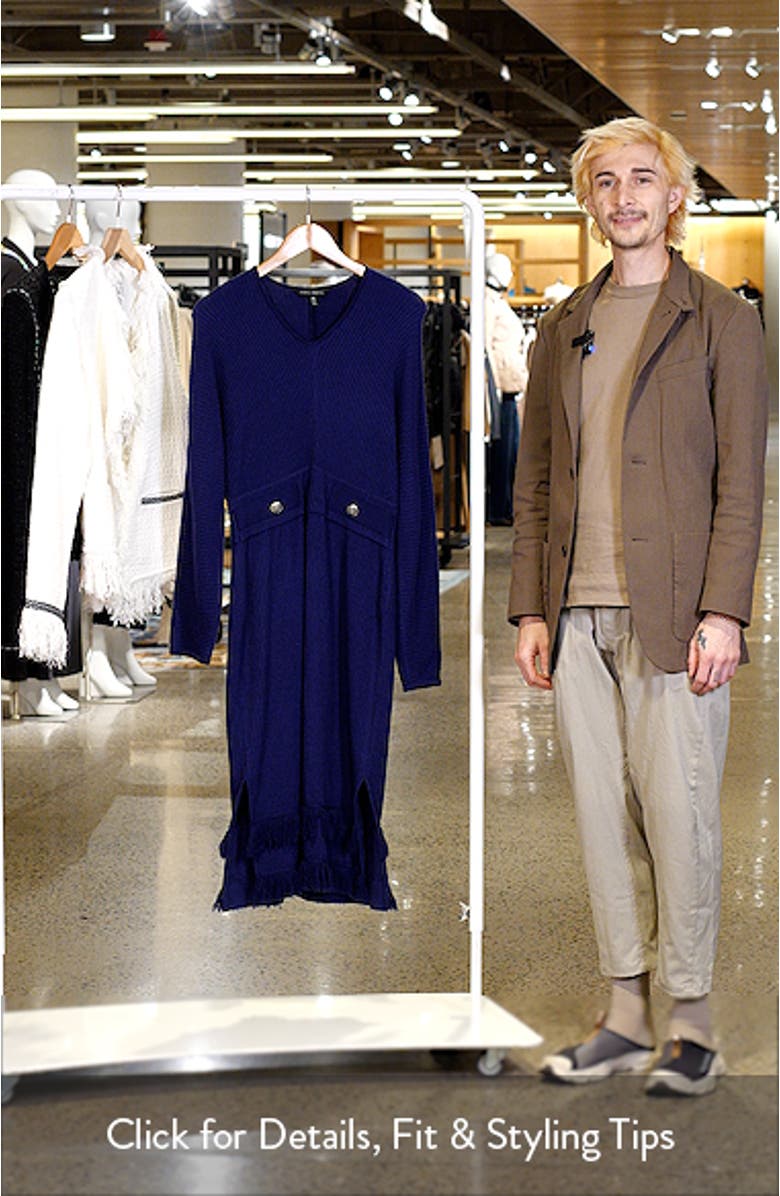 Fringe Long Sleeve Rib Dress, sales video thumbnail