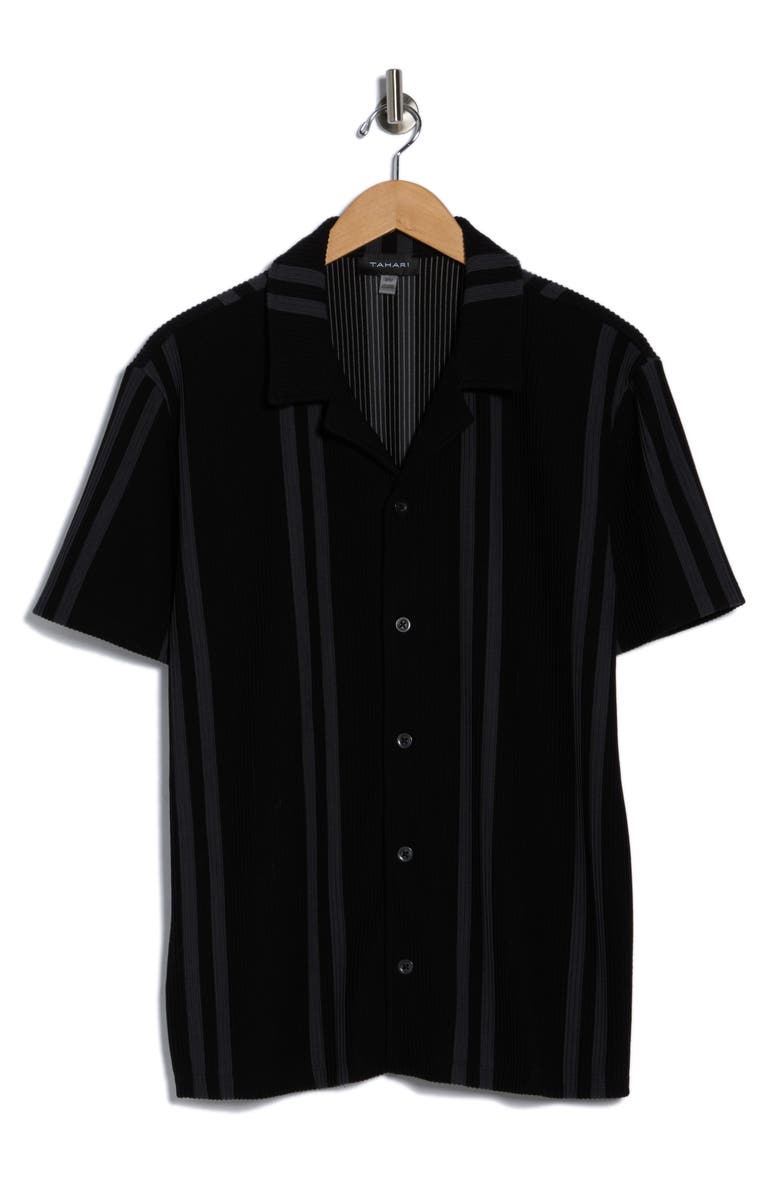 Tahari Camp Shirt, Alternate, color, Black/ Steel Grey