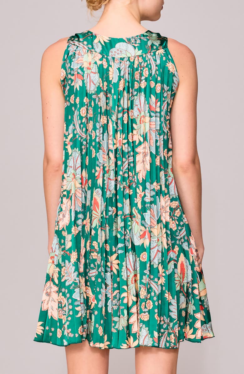 MELLODAY V-Neck Sleeveless Pleated Satin Minidress, Alternate, color, 