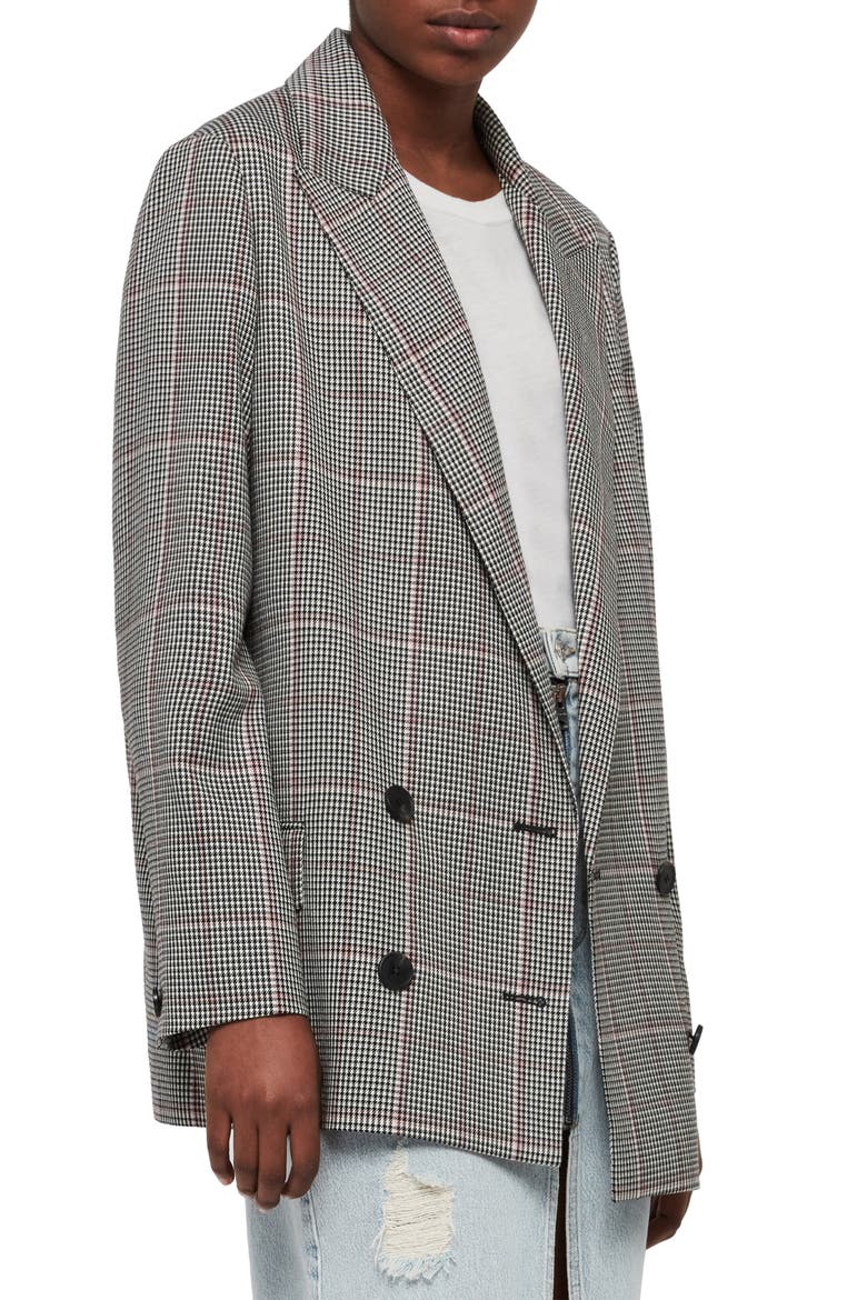 Helei Check Oversize Blazer, Alternate, color, BLACK/ WHITE