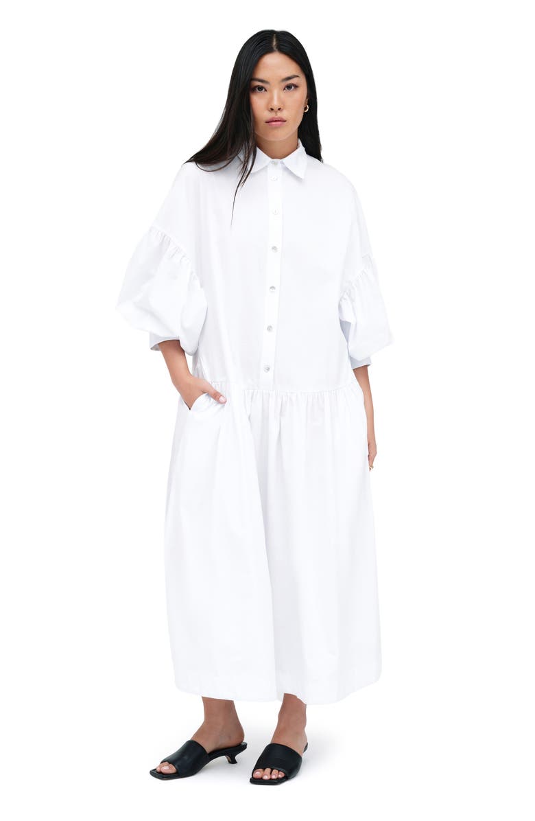 Marcella Ada Cotton Poplin Midi Shirtdress, Alternate, color, White