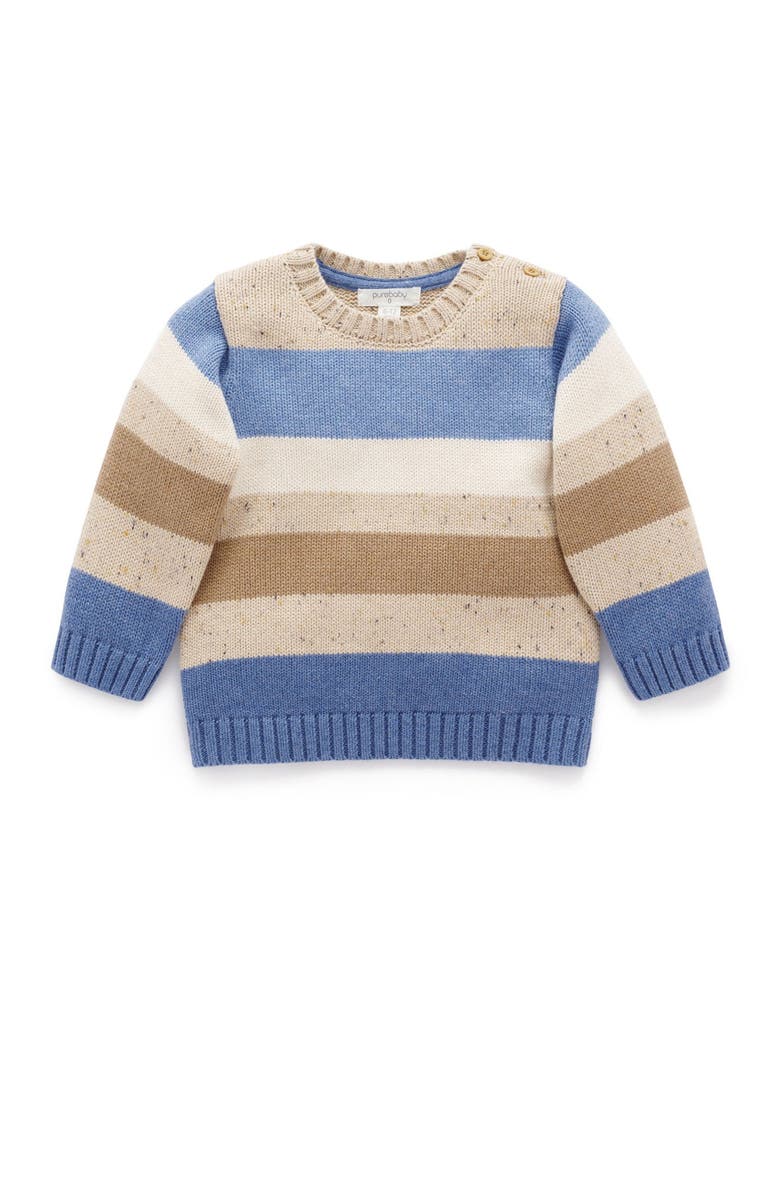Purebaby Storm Striped Sweater, Main, color, Storm Stripe
