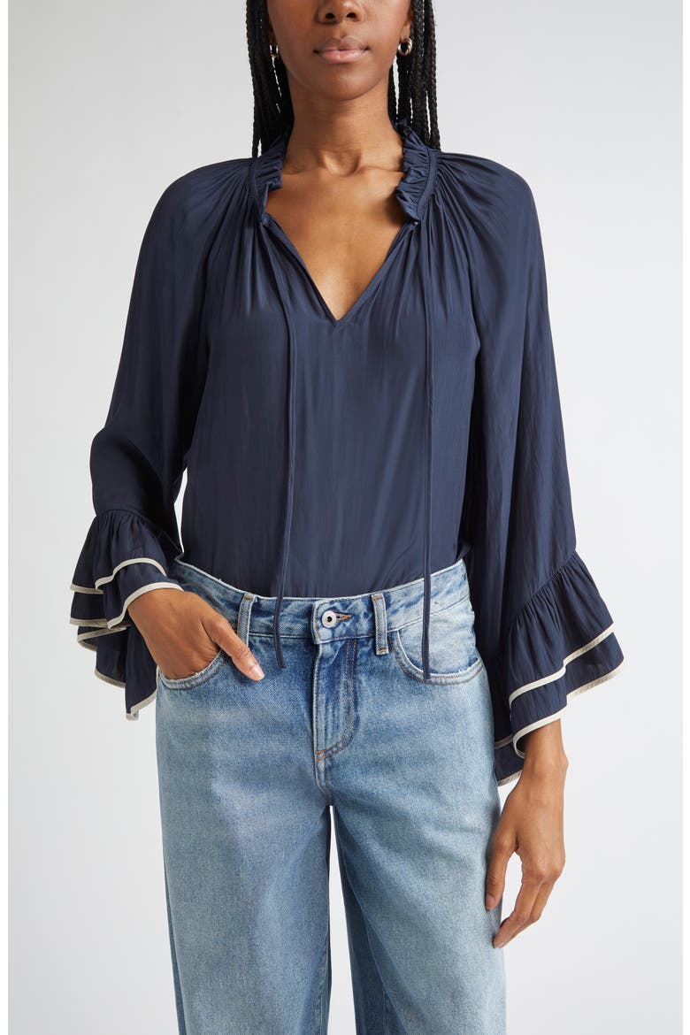 Jo Tiered Sleeve Top, Main, color, NAVY