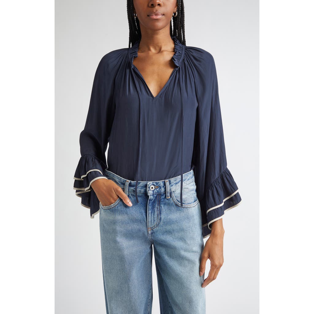 Ramy Brook Jo Tiered Sleeve Top In Blue
