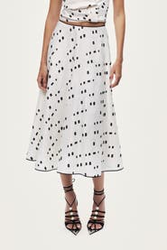 Nocturne Women's High-Rise Midi Skirt with Print Details