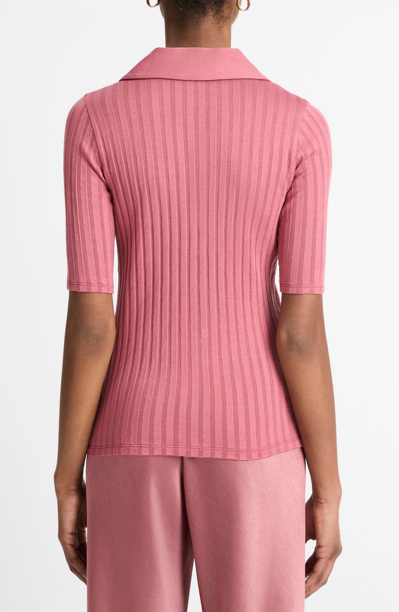 Vince Rib Cotton Polo, Alternate, color, Peony Wood