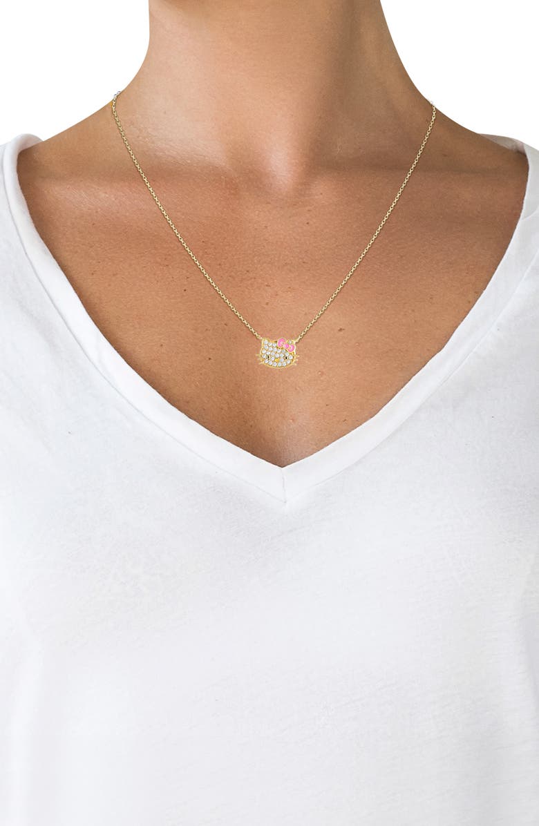 Jacmel Sterling Silver CZ Pavè Hello Kitty Pendant Necklace, Alternate, color, 