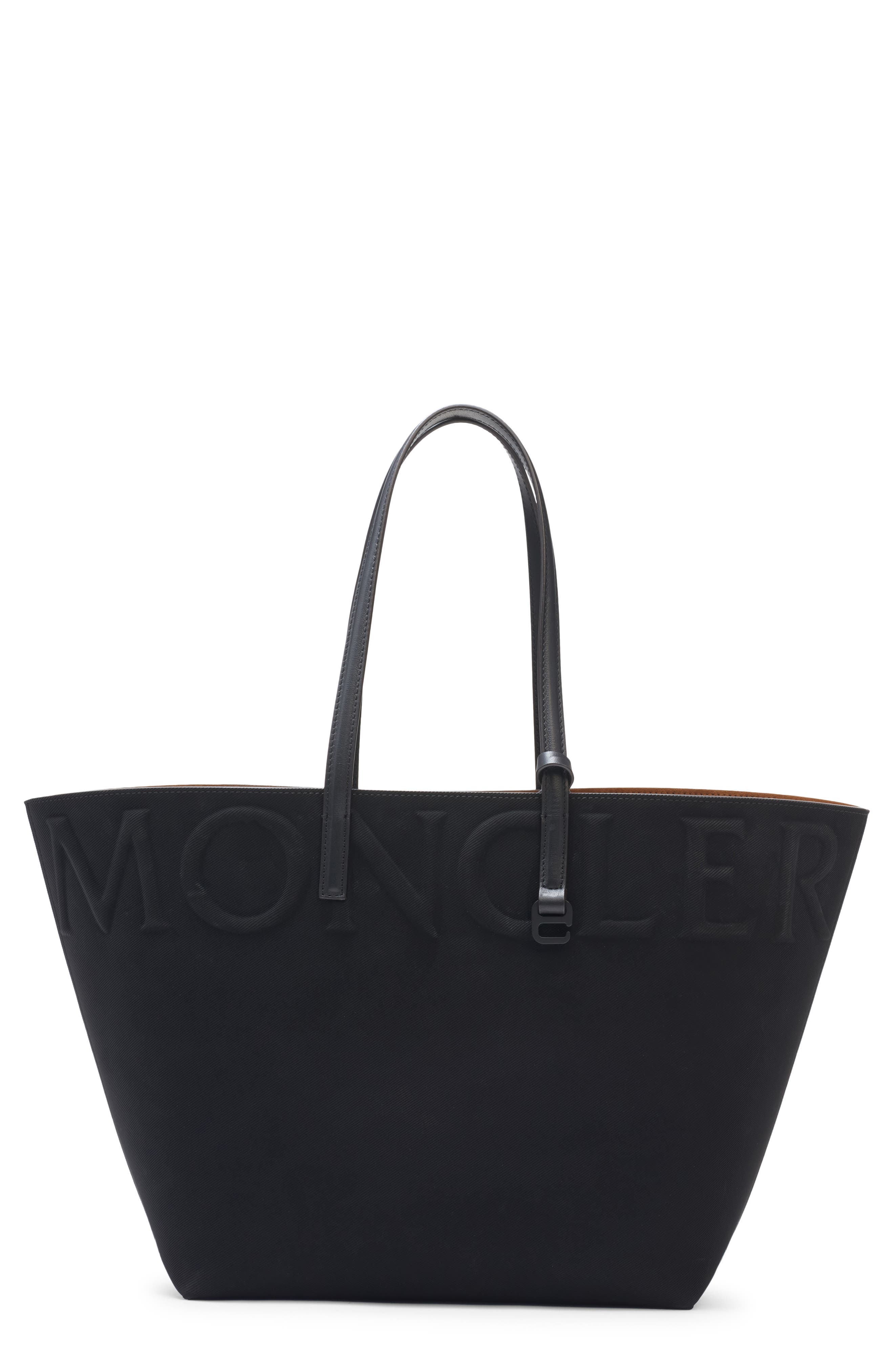 Moncler Small Very Twill Tote, Main, color, Black