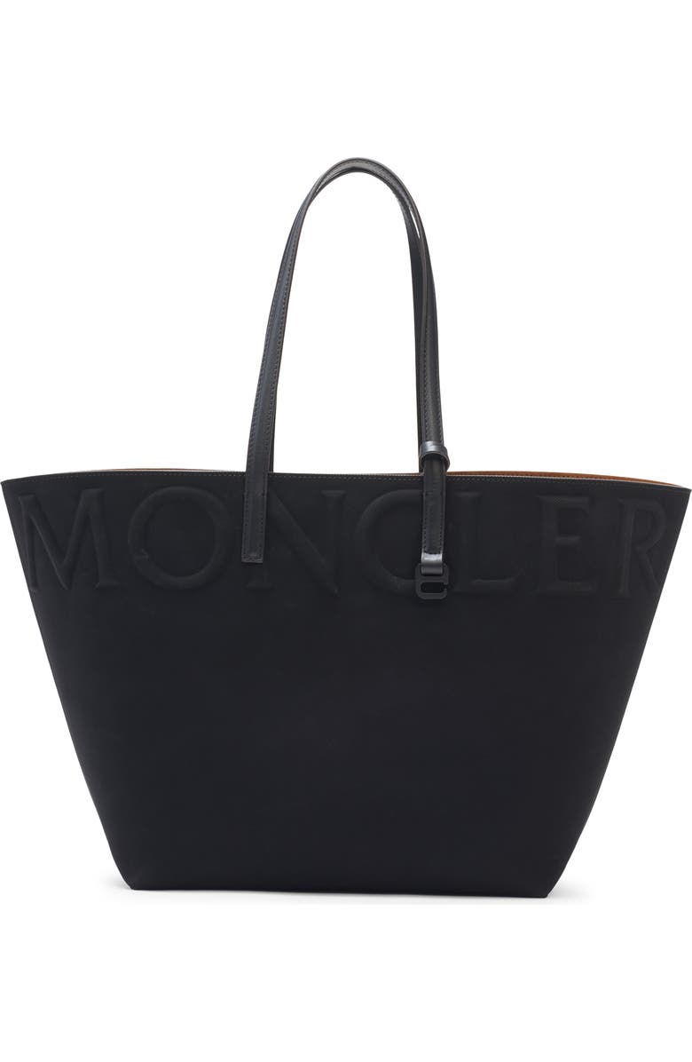 Moncler Small Very Twill Tote, Main, color, Black