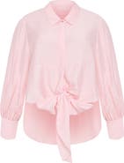City Chic Rosabella Tie Hem Button-Up Shirt