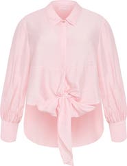 City Chic Rosabella Tie Hem Button-Up Shirt