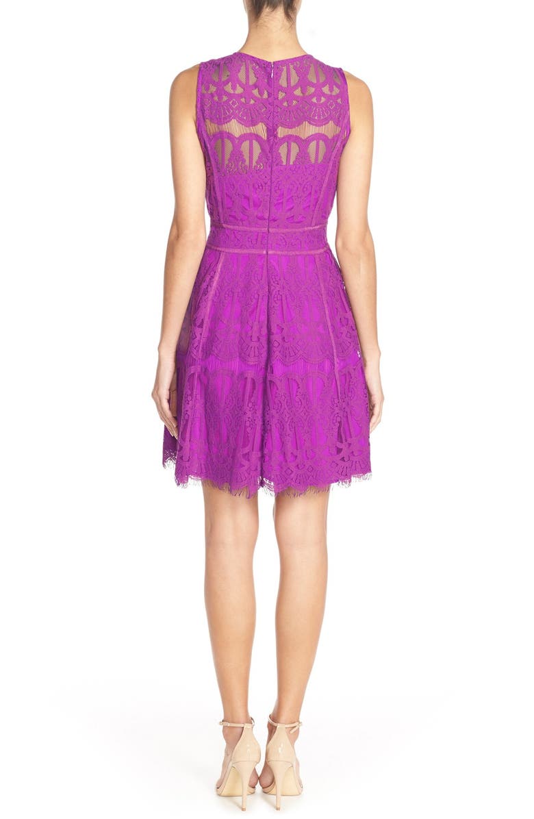 Adelyn Rae Illusion Yoke Lace Fit & Flare Dress, Alternate, color, 