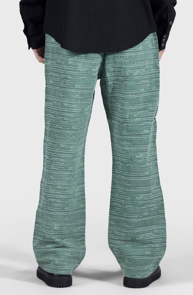 PLEASURES Linear Cotton & Linen Wide Leg Pants, Alternate, color, Forest Green