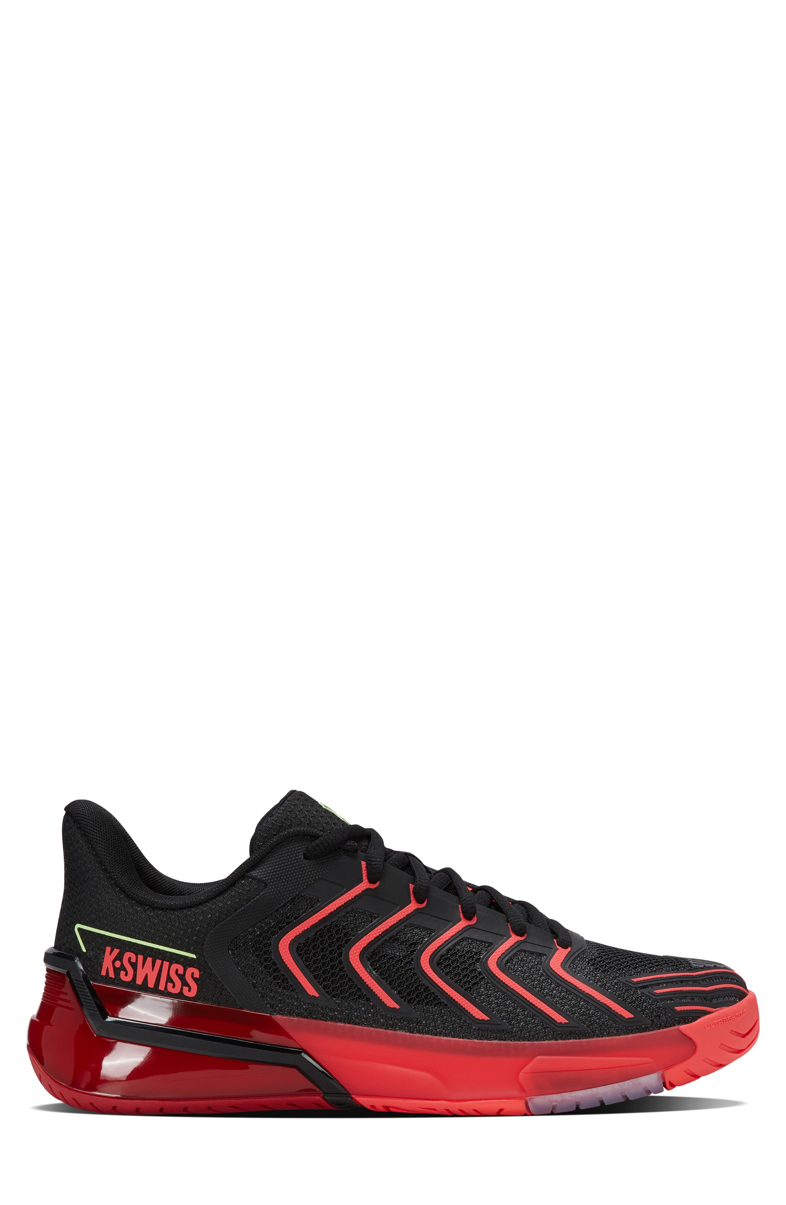 K-Swiss Ultrashot 4 Tennis Shoe, Alternate, color, Black/ Neon Lava/ Chili Pepper