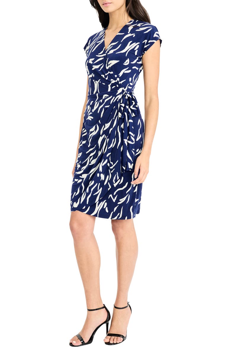Maggy London Wrap Dress, Alternate, color, Navy/ Ivory