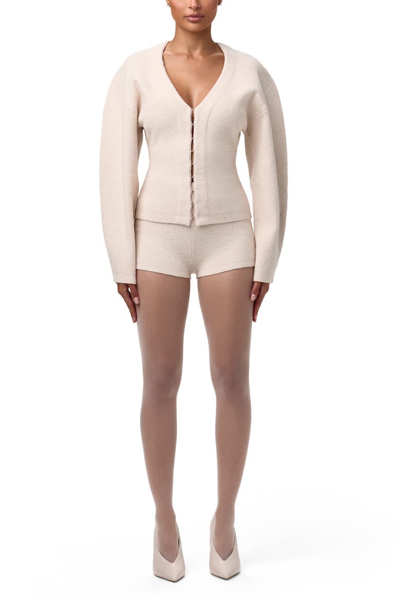 V-Neck Cardigan, Alternate, color, BONE