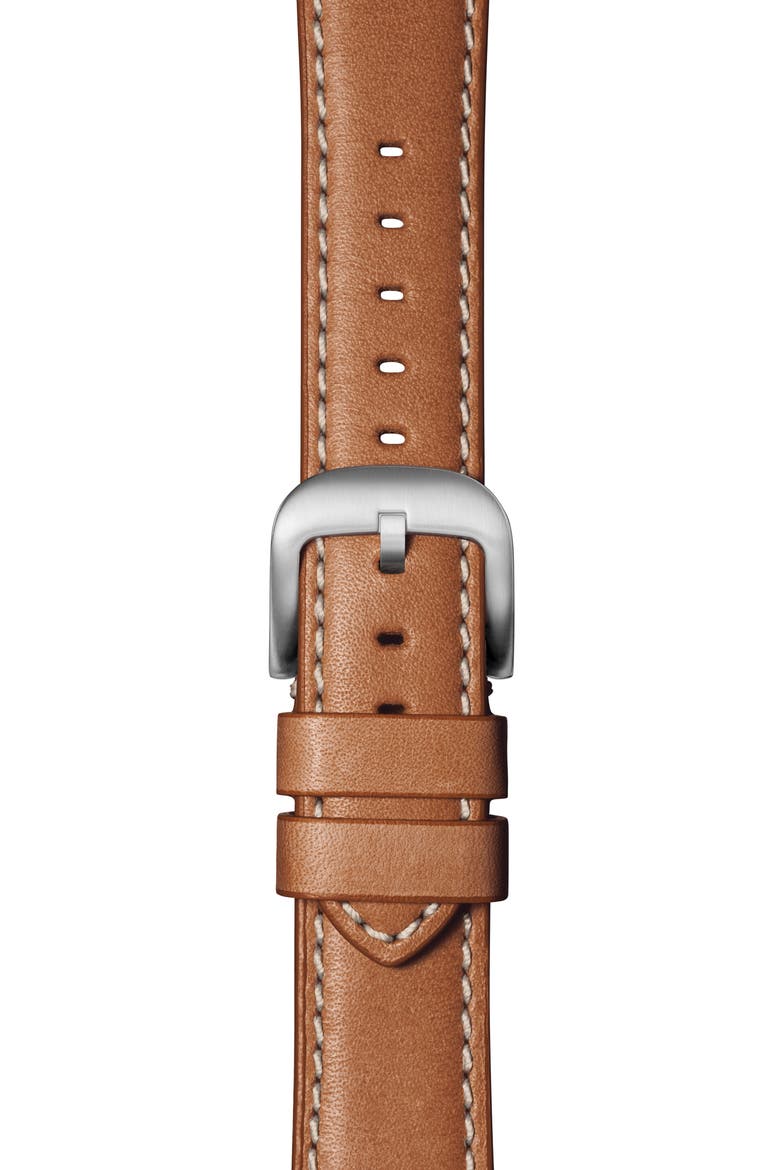 Aniline Leather 21mm Apple Watch® Watchband, Alternate, color, LARGO TAN/ SILVER PLATING
