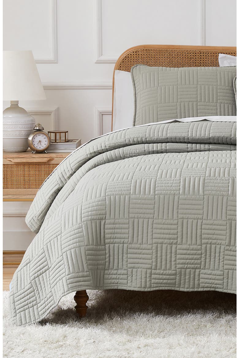 Grid Oversized Quilt Set, Main, color, GREY