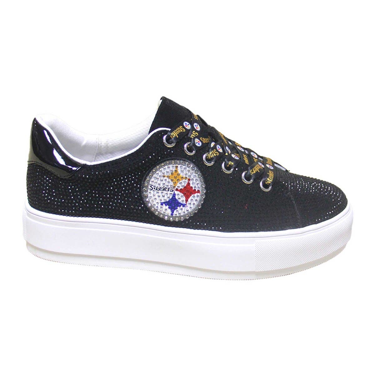 CUCE Women's Cuce Black Pittsburgh Steelers Team Color Crystal Sneakers, Alternate, color, 