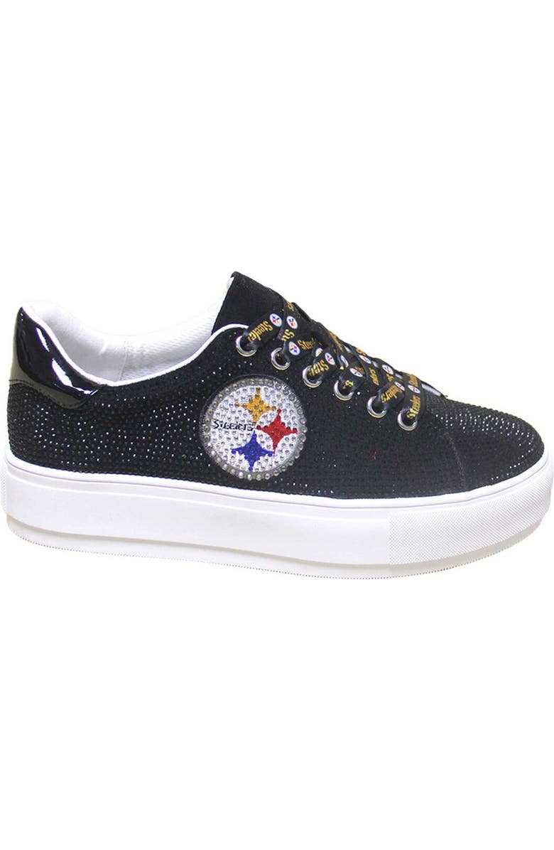 CUCE Women's Cuce Black Pittsburgh Steelers Team Color Crystal Sneakers, Alternate, color,