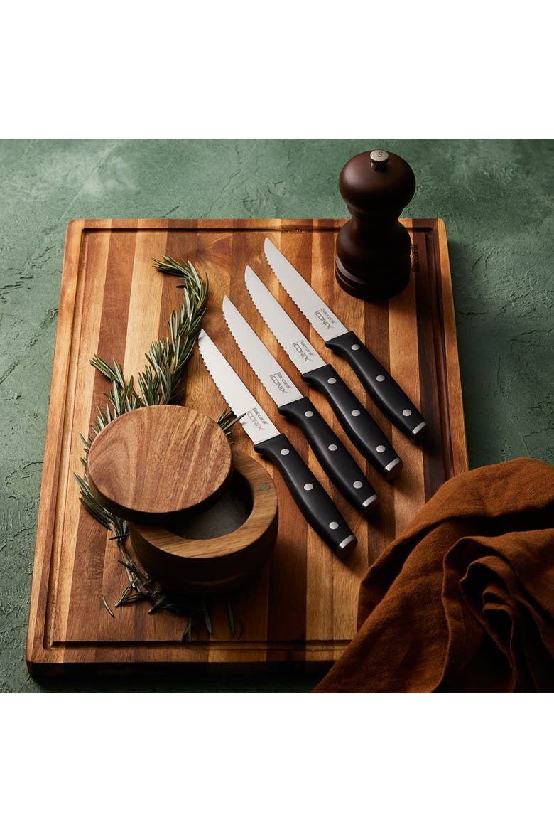 iconiX® 4-Piece Steak Knife Set, Alternate, color, Black