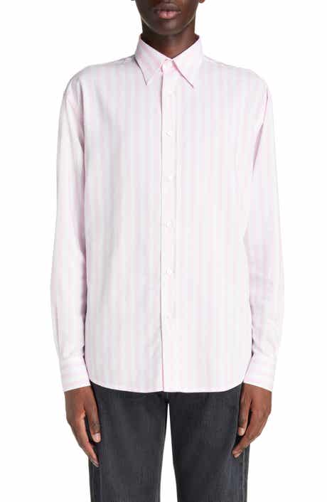 Acne Studios Embroidered Logo Stripe Button-Up Shirt